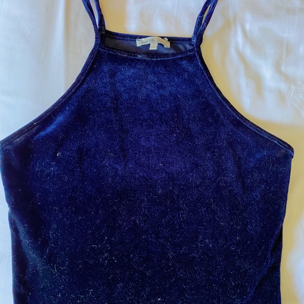 Dark blue velvet tank top